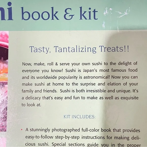 Sushi Book and Kit Serving Mat/Utensil New - Picture 6 of 7